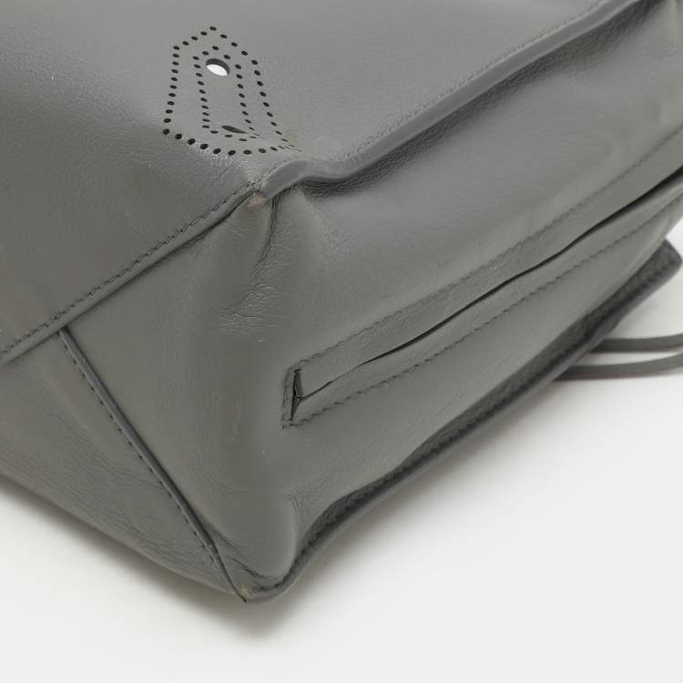 Pre Owned Balenciaga Grey Perforated Leather Blackout Hardware Papier B4 Tote 