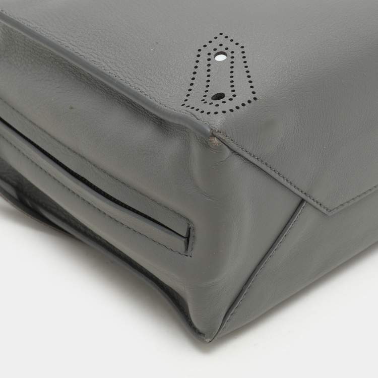 Pre Owned Balenciaga Grey Perforated Leather Blackout Hardware Papier B4 Tote 