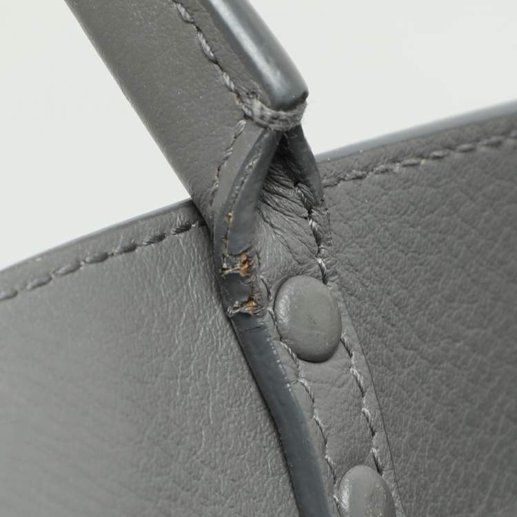 Pre Owned Balenciaga Grey Perforated Leather Blackout Hardware Papier B4 Tote 