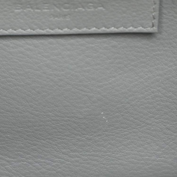 Pre Owned Balenciaga Grey Perforated Leather Blackout Hardware Papier B4 Tote 
