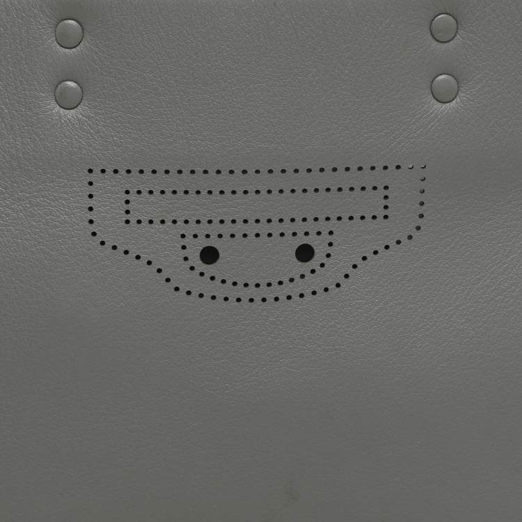 Pre Owned Balenciaga Grey Perforated Leather Blackout Hardware Papier B4 Tote 