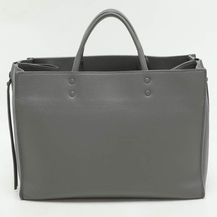 Pre Owned Balenciaga Grey Perforated Leather Blackout Hardware Papier B4 Tote 