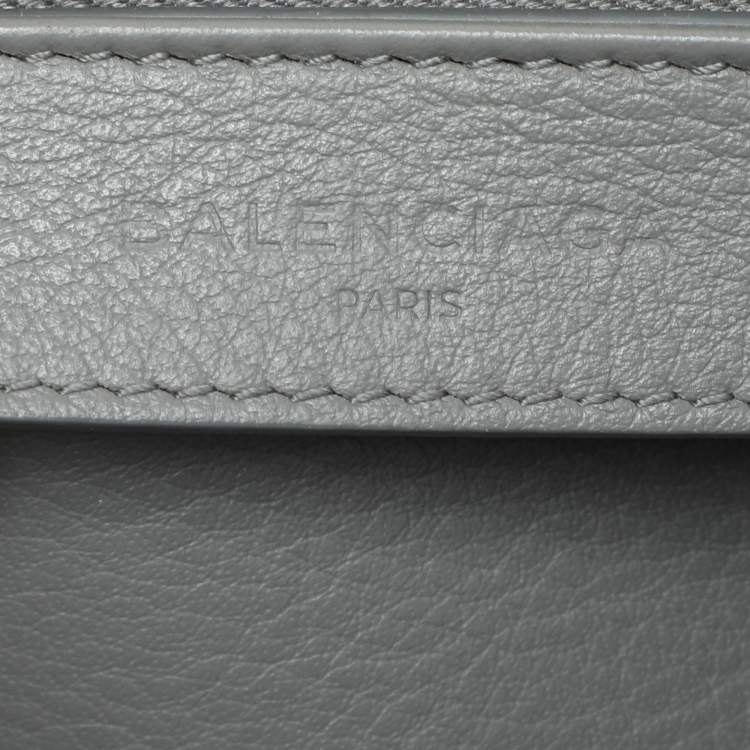 Pre Owned Balenciaga Grey Perforated Leather Blackout Hardware Papier B4 Tote 