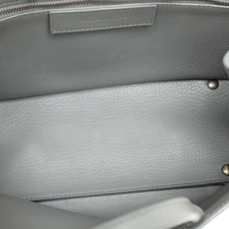 Pre Owned Balenciaga Grey Perforated Leather Blackout Hardware Papier B4 Tote 