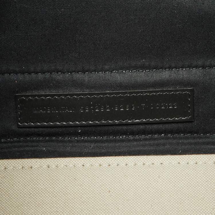 Pre Owned Balenciaga Off White/Black Canvas and Leather S Navy Cabas Tote