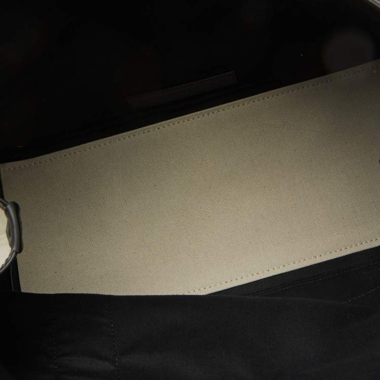 Pre Owned Balenciaga Off White/Black Canvas and Leather S Navy Cabas Tote
