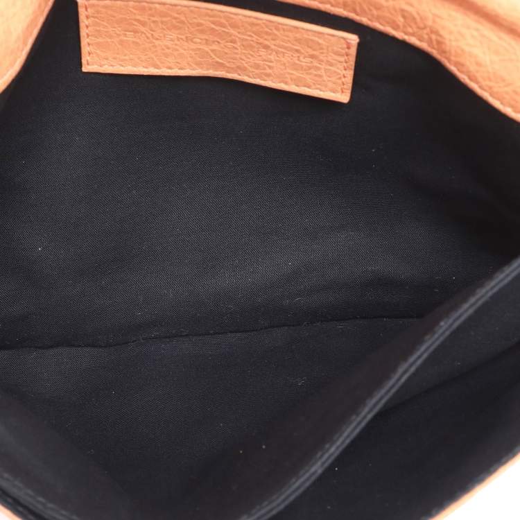 Pre Owned Balenciaga Rose Blush Leather Classic Envelope Clutch