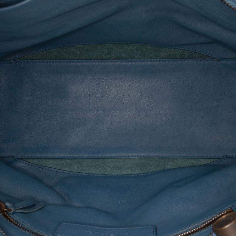 Pre Owned Balenciaga Blue Leather Motocross Blackout City Satchel