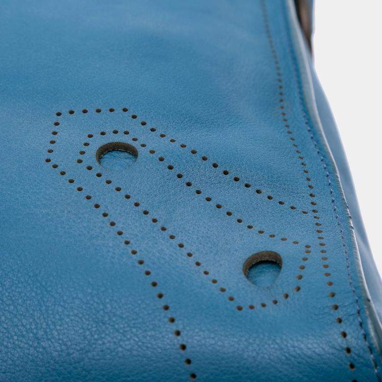Pre Owned Balenciaga Blue Leather Motocross Blackout City Satchel