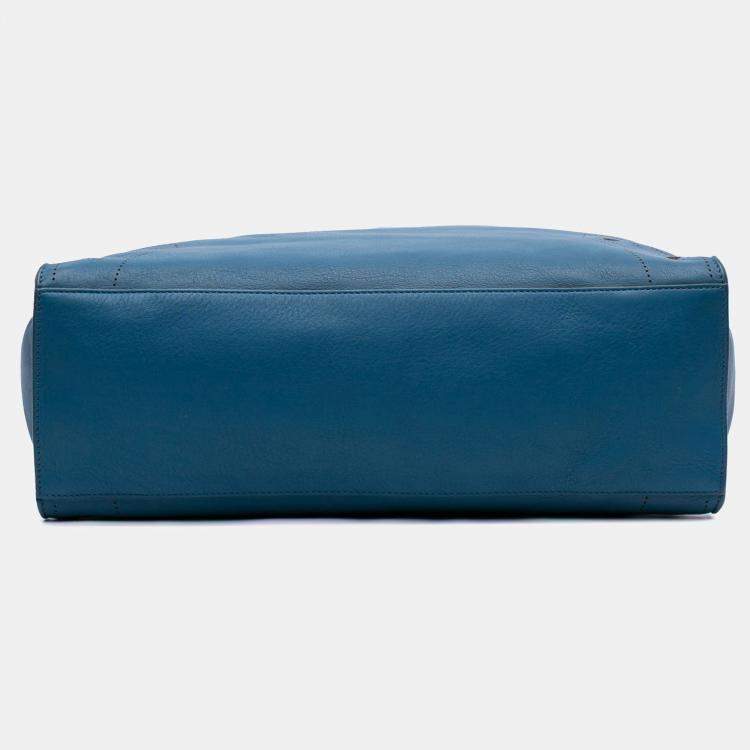 Pre Owned Balenciaga Blue Leather Motocross Blackout City Satchel