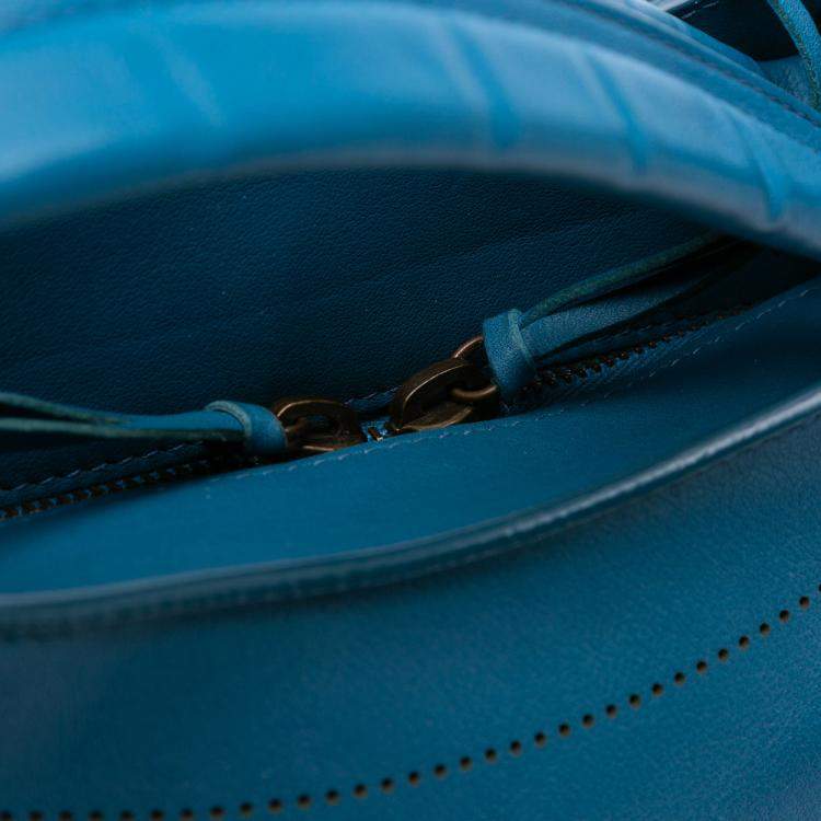 Pre Owned Balenciaga Blue Leather Motocross Blackout City Satchel