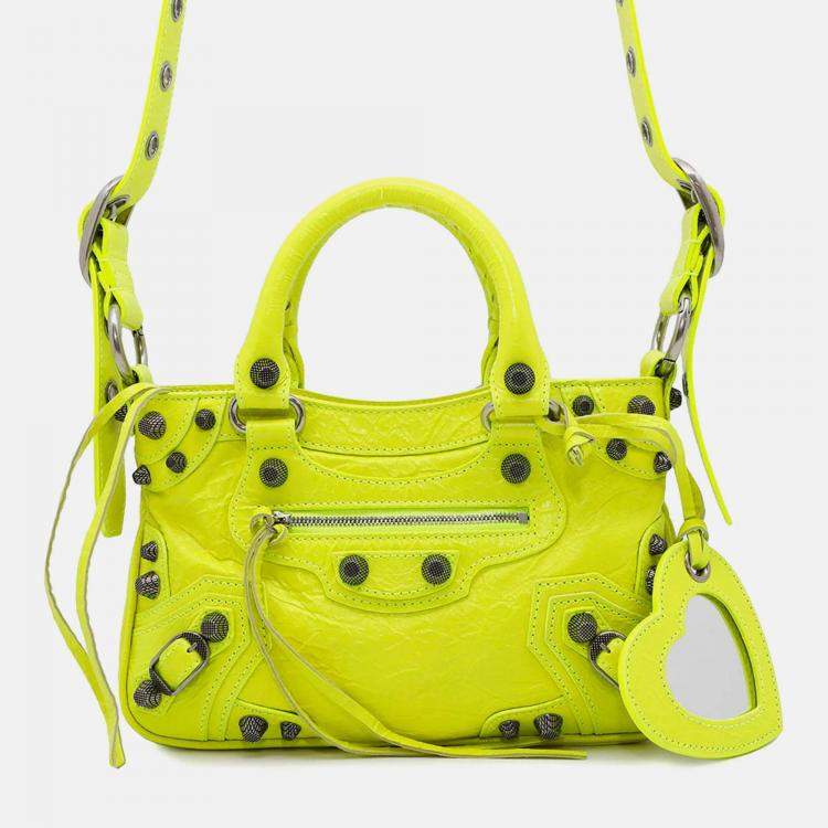 Pre Owned Balenciaga Neo Cagoule Neon Yellow Arena Lambskin Size S