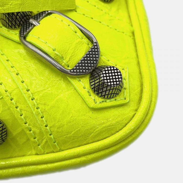Pre Owned Balenciaga Neo Cagoule Neon Yellow Arena Lambskin Size S