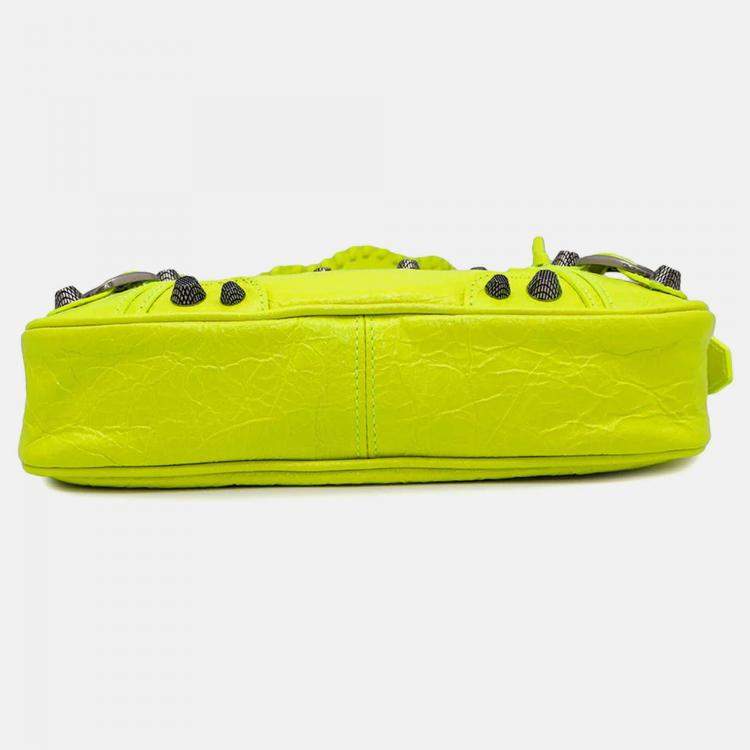 Pre Owned Balenciaga Neo Cagoule Neon Yellow Arena Lambskin Size S