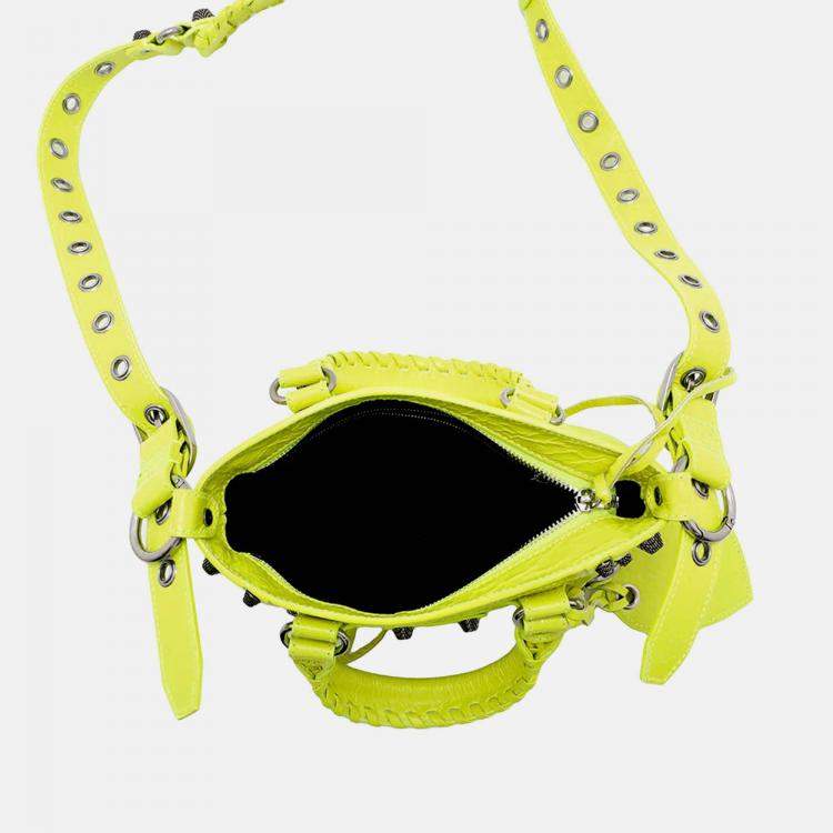 Pre Owned Balenciaga Neo Cagoule Neon Yellow Arena Lambskin Size S