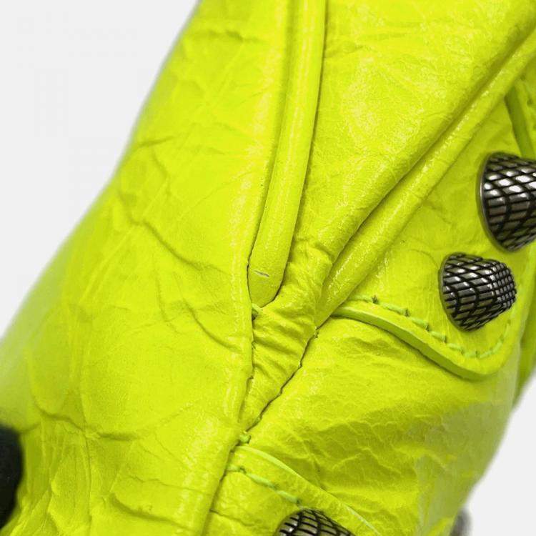 Pre Owned Balenciaga Neo Cagoule Neon Yellow Arena Lambskin Size S
