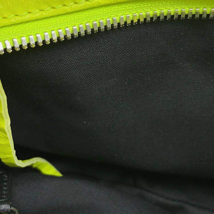 Pre Owned Balenciaga Neo Cagole Small Shocking Yellow Arena Lambskin Shoulder Bag