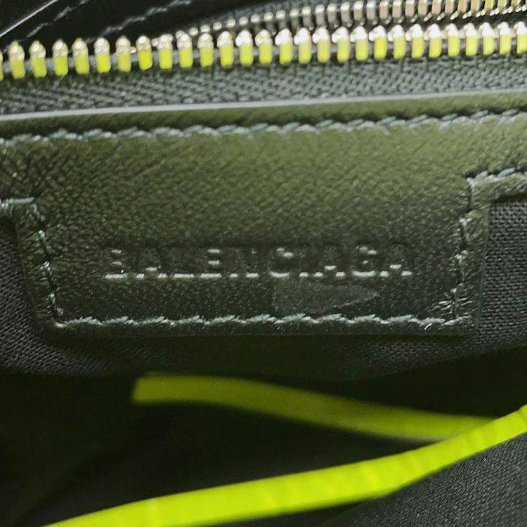 Pre Owned Balenciaga Neo Cagole Small Shocking Yellow Arena Lambskin Shoulder Bag