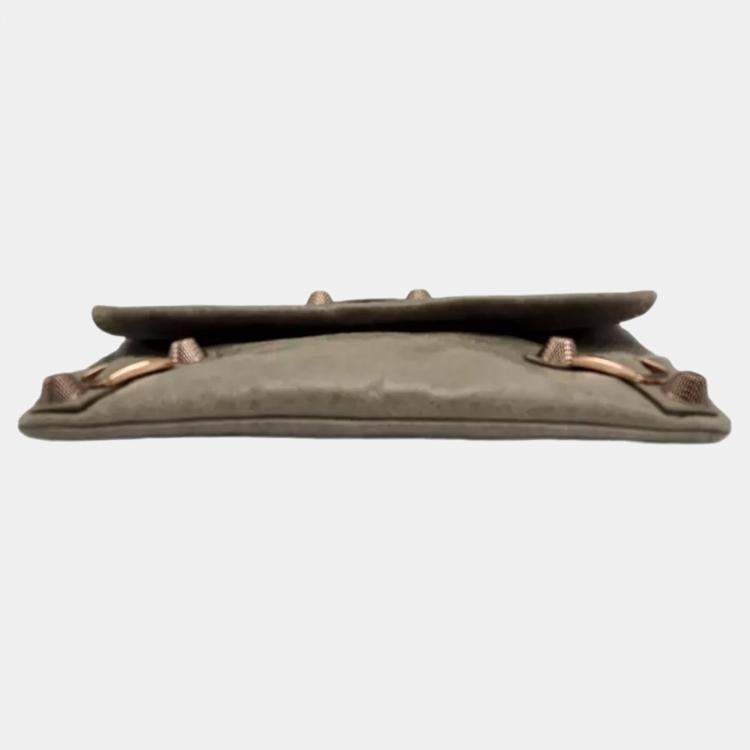 Pre Owned Balenciaga Envelope Grey Leather Clutch Bag