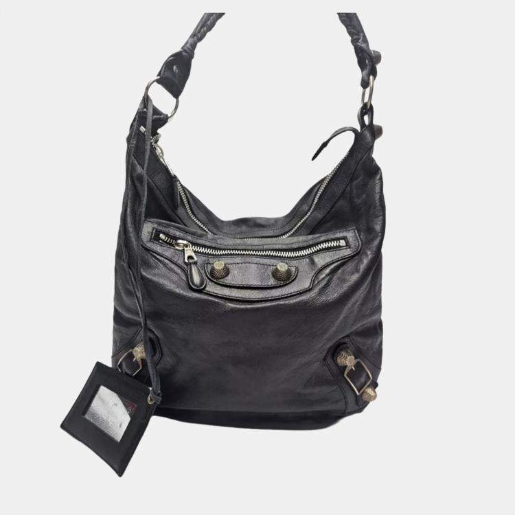 Pre Owned Balenciaga Giant Day Black Lambskin Shoulder Bag