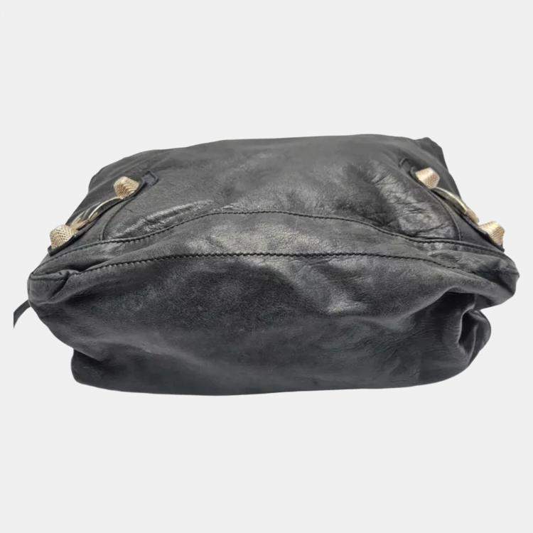 Pre Owned Balenciaga Giant Day Black Lambskin Shoulder Bag