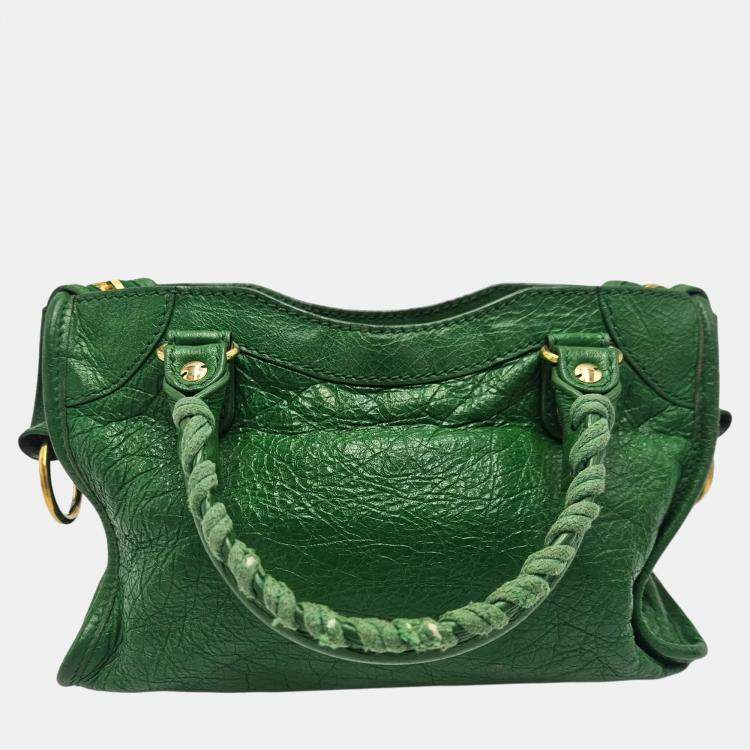 Pre Owned Balenciaga Mini Classic City Green Leather Edge Top Handle Bag