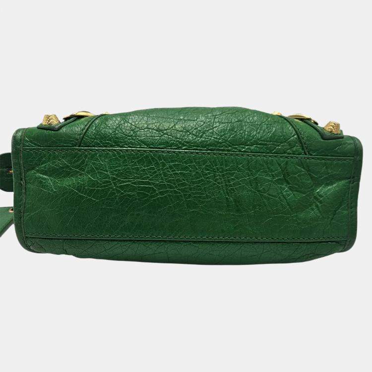 Pre Owned Balenciaga Mini Classic City Green Leather Edge Top Handle Bag