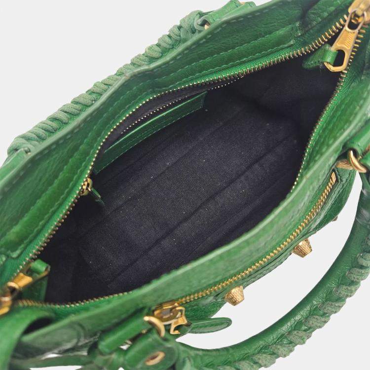 Pre Owned Balenciaga Mini Classic City Green Leather Edge Top Handle Bag