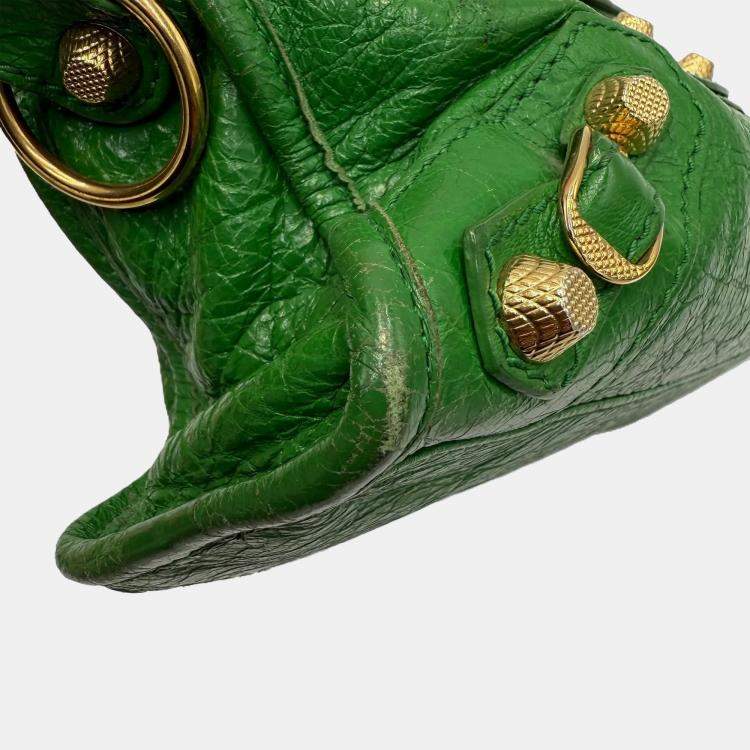 Pre Owned Balenciaga Mini Classic City Green Leather Edge Top Handle Bag