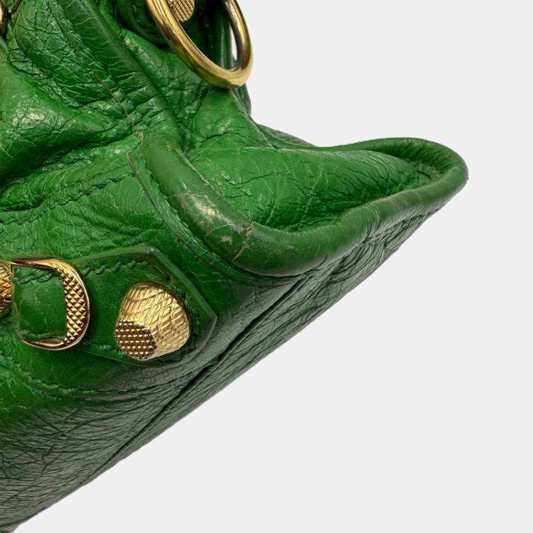 Pre Owned Balenciaga Mini Classic City Green Leather Edge Top Handle Bag
