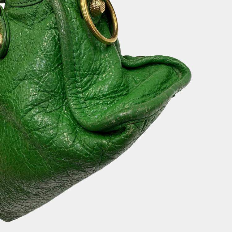 Pre Owned Balenciaga Mini Classic City Green Leather Edge Top Handle Bag