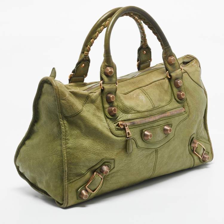 Pre Owned Balenciaga Kiwi Green Leather GGH Work Tote