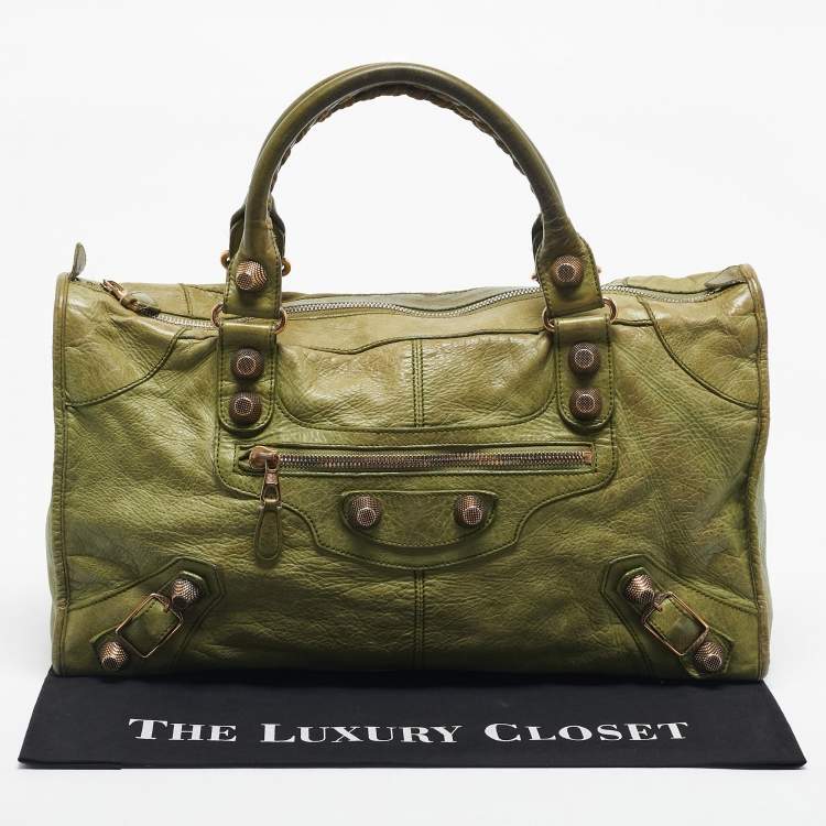 Pre Owned Balenciaga Kiwi Green Leather GGH Work Tote