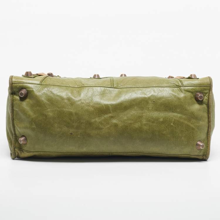 Pre Owned Balenciaga Kiwi Green Leather GGH Work Tote