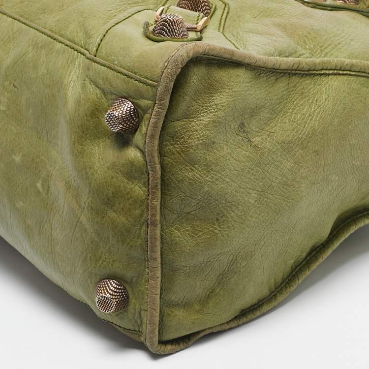Pre Owned Balenciaga Kiwi Green Leather GGH Work Tote