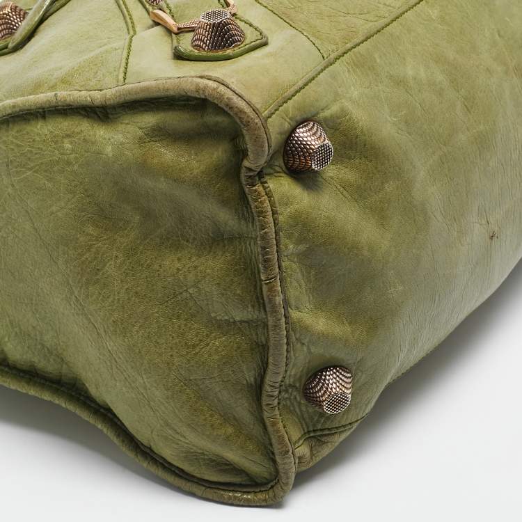 Pre Owned Balenciaga Kiwi Green Leather GGH Work Tote