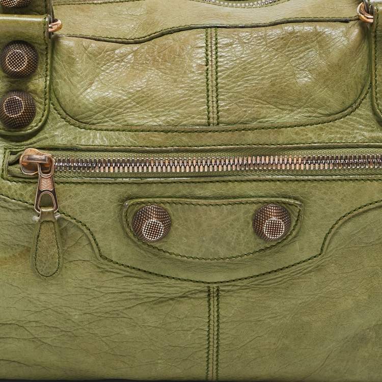 Pre Owned Balenciaga Kiwi Green Leather GGH Work Tote