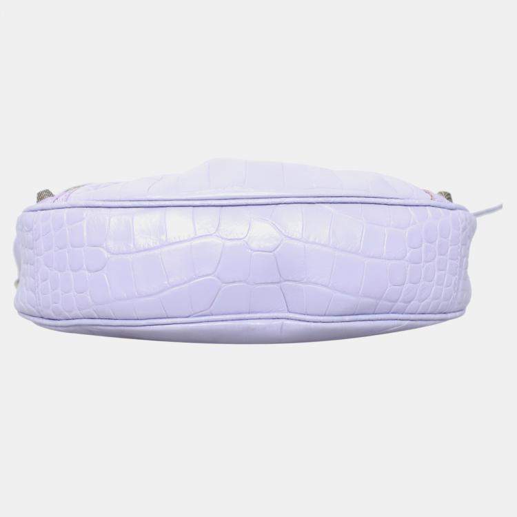 Pre Owned Balenciaga Le Cagole XS Croco Embossed Shoulder Bag