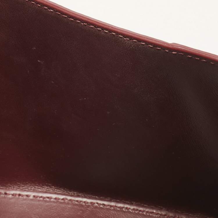 Pre Owned Balenciaga Burgundy Croc Embossed Leather Small Hourglass Top Handle Bag