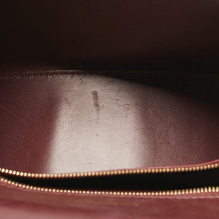 Pre Owned Balenciaga Burgundy Croc Embossed Leather Small Hourglass Top Handle Bag