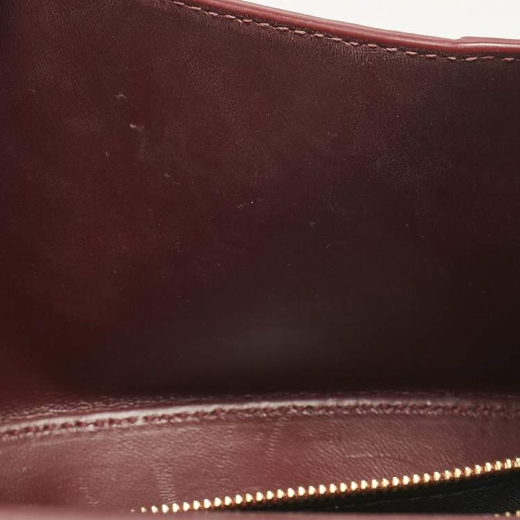 Pre Owned Balenciaga Burgundy Croc Embossed Leather Small Hourglass Top Handle Bag