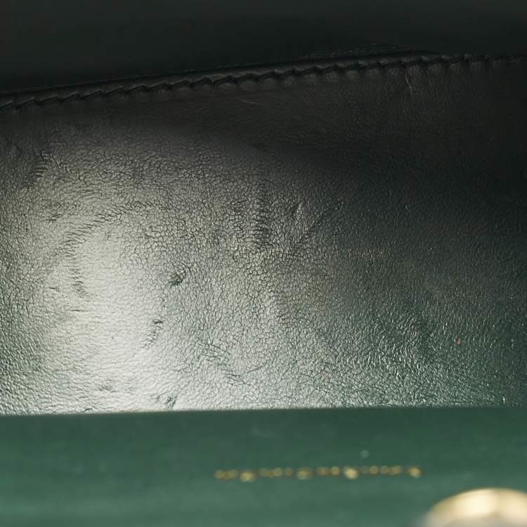 Pre Owned Balenciaga Green Croc Embossed Leather XS Hourglass Top Handle Bag
