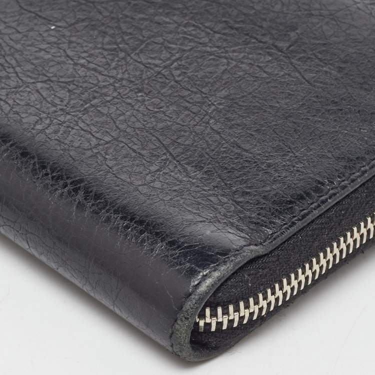 Pre Owned Balenciaga Black Leather Zip Around Wallet