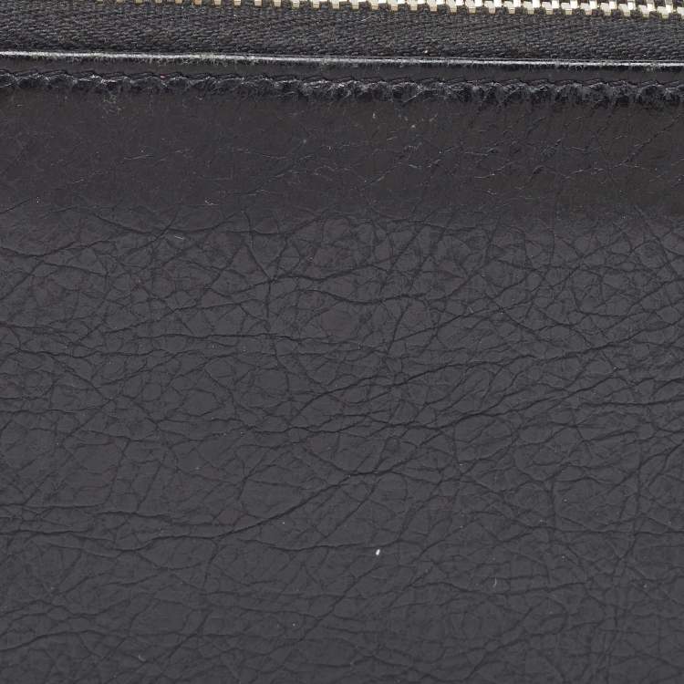 Pre Owned Balenciaga Black Leather Zip Around Wallet