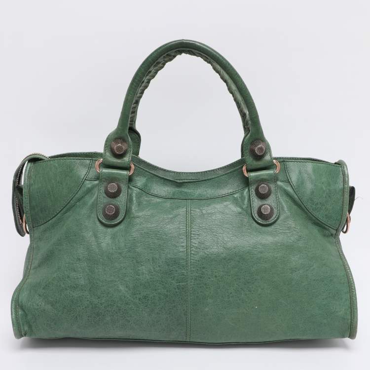 Pre Owned Balenciaga Green Leather RGGH Part Time Bag