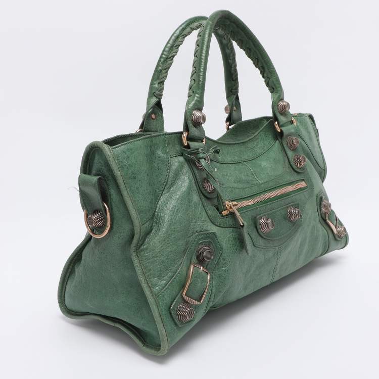 Pre Owned Balenciaga Green Leather RGGH Part Time Bag