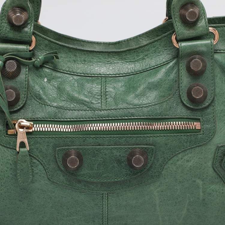 Pre Owned Balenciaga Green Leather RGGH Part Time Bag