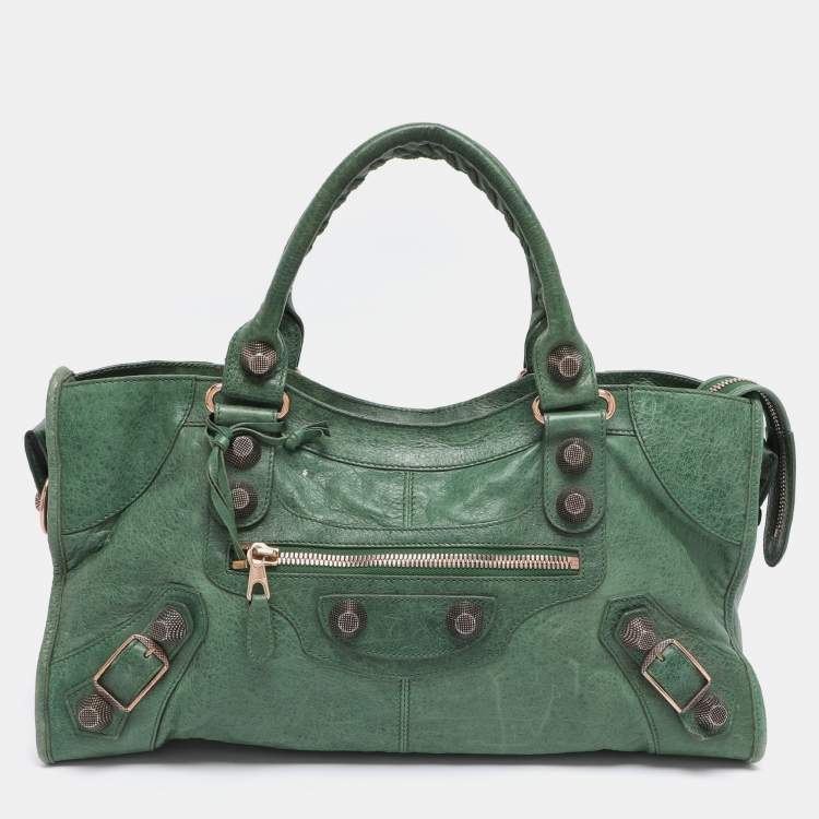 Pre Owned Balenciaga Green Leather RGGH Part Time Bag