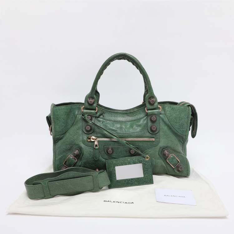 Pre Owned Balenciaga Green Leather RGGH Part Time Bag