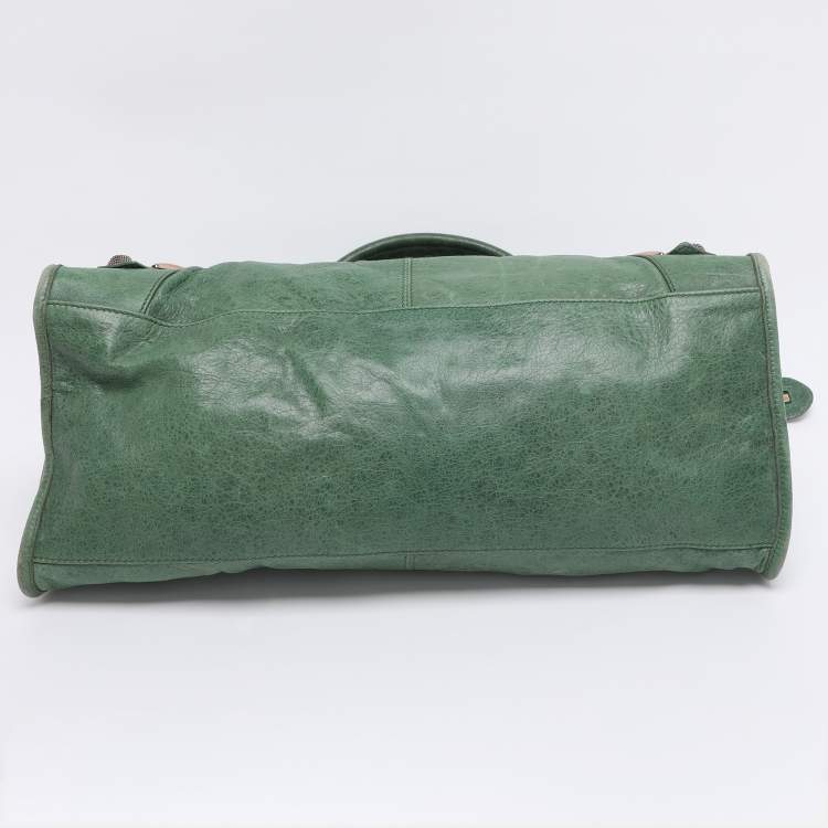 Pre Owned Balenciaga Green Leather RGGH Part Time Bag